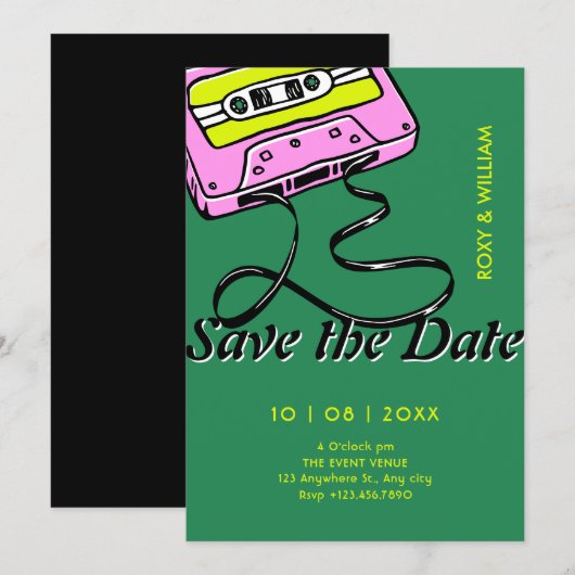 Cassette wedding  save the date (Voorkant / Achterkant)