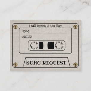 Cassette Wedding Song Request Elegant Linen Insert Informatiekaartje