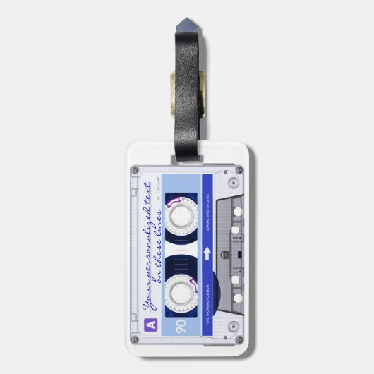 cassetteband - blauw - bagagelabel (Achterkant verticaal)