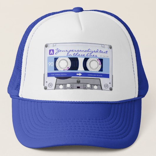 cassetteband - blauw - trucker pet (Voorkant)