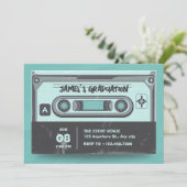 Cassetteband groen zwart afstuderen kaart (Staand voorkant)