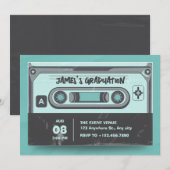 Cassetteband groen zwart afstuderen kaart (Voorkant / Achterkant)