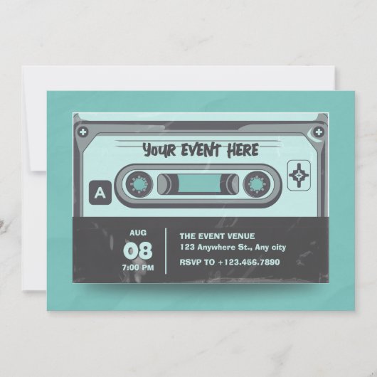 Cassetteband  groen zwart kaart (Voorkant)