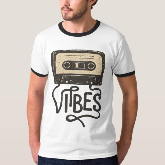  cassetteband met vibes typografie kunst t-shirt (Voorkant)
