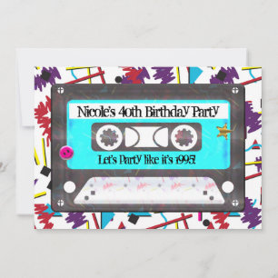 Cassetteband Retro 80's 90's Thema Verjaardagsfees Kaart