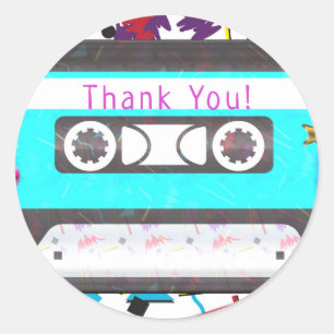 Cassetteband Retro 80's 90's Thema Verjaardagsfees Ronde Sticker