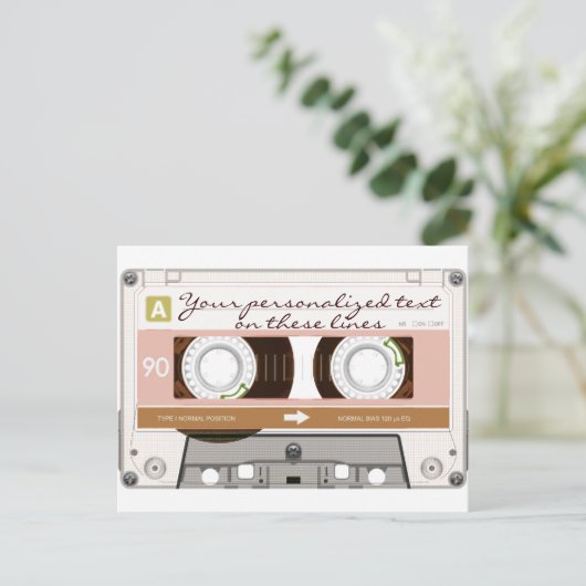 cassetteband - tan - briefkaart (Staand voorkant)