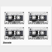 cassetteband - zwart - rechthoekige sticker (Vel)