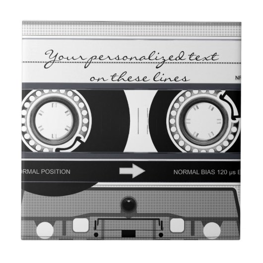 cassetteband - zwart - tegeltje (Voorkant)