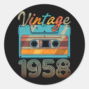 Cassettebandje 1958 Retro 65th Birthday 65 Ronde Sticker