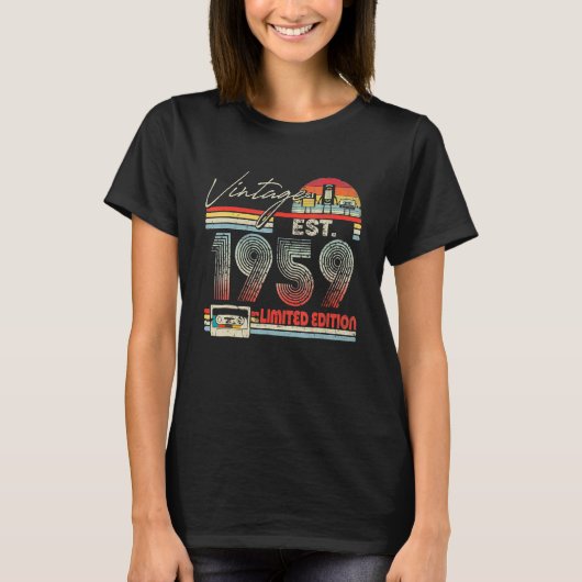  Cassettebandje 1959 64e verjaardag T-shirt (Voorkant)