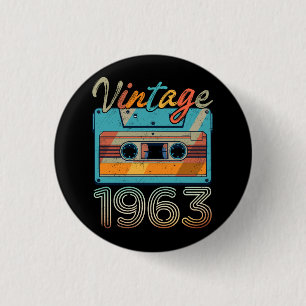  Cassettebandje 1963 Retro 60th Birthday 60 Ronde Button 3,2 Cm