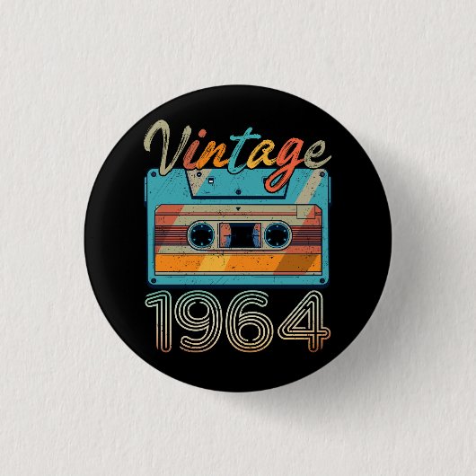  Cassettebandje 1964 Retro 59e verjaardag 59 Ronde Button 3,2 Cm (Voorkant)