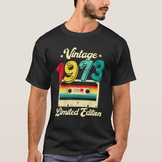  Cassettebandje 1973, geboortedag, geboren in T-shirt (Voorkant)