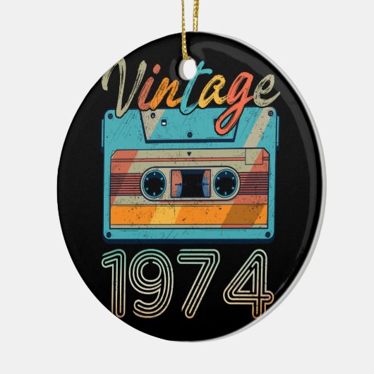  Cassettebandje 1974 Retro 49e verjaardag 49 Keramisch Ornament (Links)