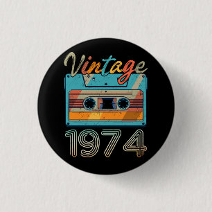  Cassettebandje 1974 Retro 49e verjaardag 49 Ronde Button 3,2 Cm