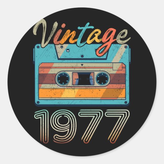  Cassettebandje 1977 Retro 46e verjaardag 46 Ronde Sticker (Voorkant)