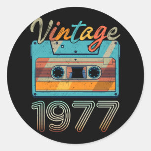 Cassettebandje 1977 Retro 46e verjaardag 46 Ronde Sticker
