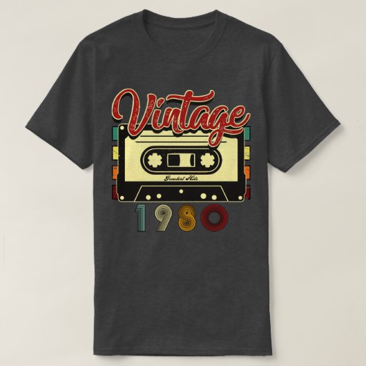  Cassettebandje 1980 met de grootste hits T-shirt (Design voorkant)