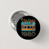 Cassettebandje 1980 Retro 43rd verjaardag 43 Ronde Button 3,2 Cm (Voorkant /achterkant)