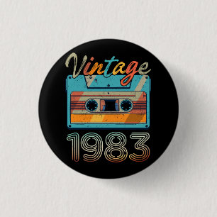 Cassettebandje 1983 Retro 40e verjaardag 40 Ronde Button 3,2 Cm