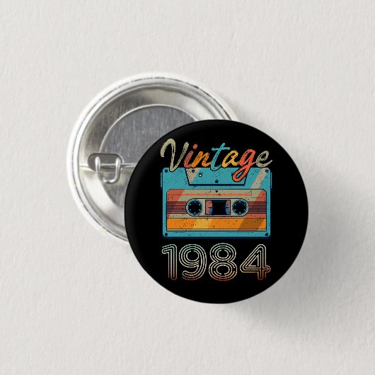Cassettebandje 1984 Retro 39e verjaardag 39 Ronde Button 3,2 Cm (Voorkant /achterkant)