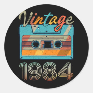  Cassettebandje 1984 Retro 39e verjaardag 39 Ronde Sticker