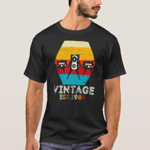 Cassettebandje 1989 32e verjaardag voor mannen W T-shirt