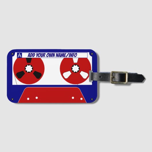 Cassettebandje Bagagelabel blauw/rood (Voorkant (horizontaal))