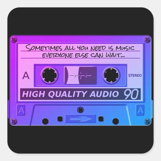 Cassettebandje Blue Art Cool Vierkante Sticker (Voorkant)