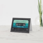 Cassettebandje Blue Retro verjaardagsfeestje Bedankkaart (Voorkant)