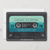 Cassettebandje Blue Retro verjaardagsfeestje Kaart (Voorkant)