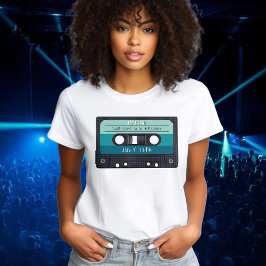 Cassettebandje Blue Retro verjaardagsfeestje T-shirt