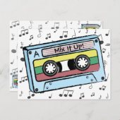 Cassettebandje en Muzieknoten van de cartoon (Meng Briefkaart (Voorkant / Achterkant)