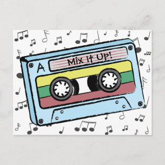 Cassettebandje en Muzieknoten van de cartoon (Meng Briefkaart