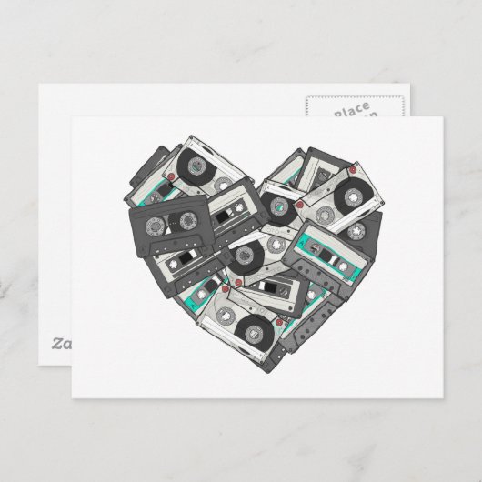 Cassettebandje hart gemengd briefkaart (Voorkant / Achterkant)