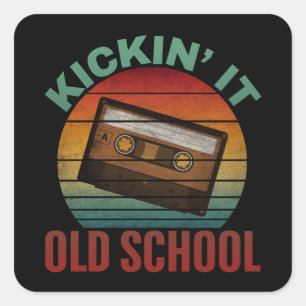 Cassettebandje in Retro Stijl Vierkante Sticker