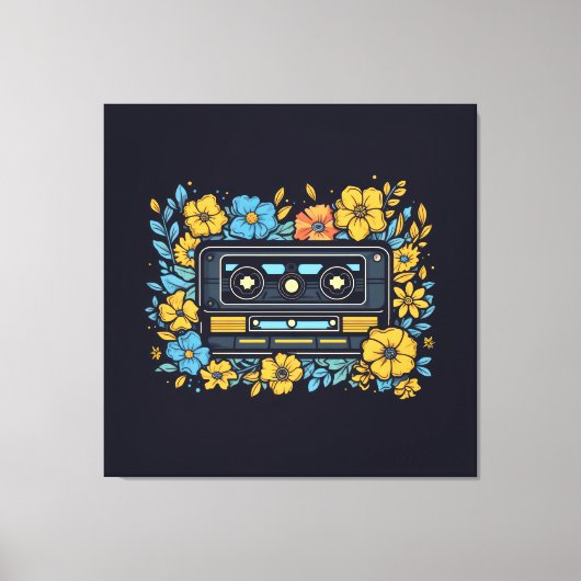 Cassettebandje met bloemen canvas afdruk (Voorkant)