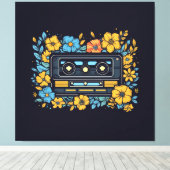 Cassettebandje met bloemen canvas afdruk (Insitu (Houten vloer))