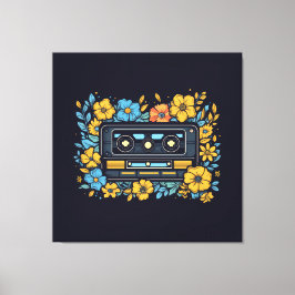 Cassettebandje met bloemen canvas afdruk