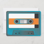 CASSETTEBANDJE moderne disco verjaardag aqua blauw Kaart (Achterkant)