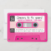 CASSETTEBANDJE moderne  disco verjaardagsroze Kaart (Voorkant)