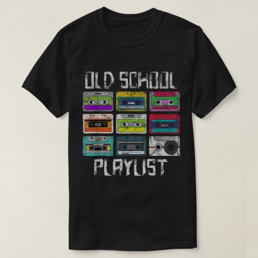 Cassettebandje Music Retro 80s oude afspeellijst v T-shirt (Design voorkant)