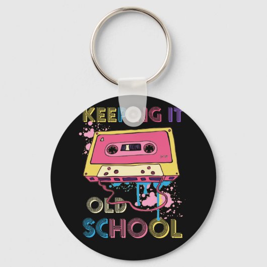 Cassettebandje Music Retro 80s Oude School Sleutelhanger (Voorkant)