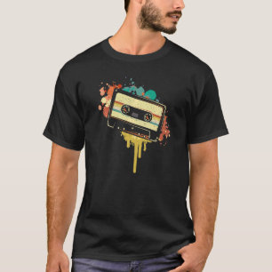 Cassettebandje muziekoptoners en cassette de T-shirt