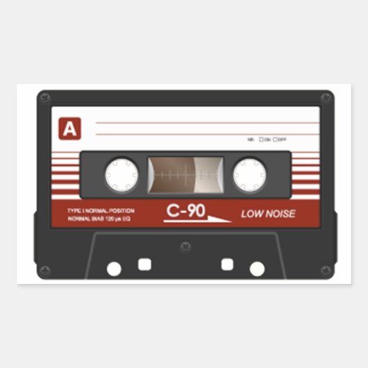 Cassettebandje Rechthoekige Sticker (Voorkant)