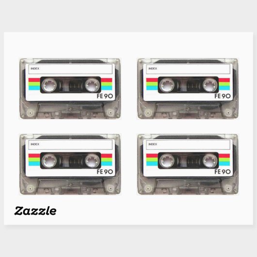 Cassettebandje Rechthoekige Stickers (Vel)