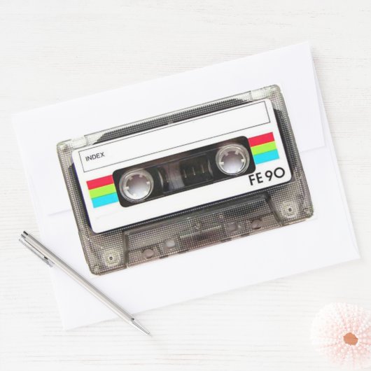 Cassettebandje Rechthoekige Stickers (Envelop)