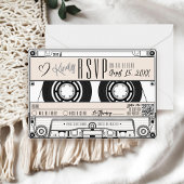 Cassettebandje Record Ivoor Huwelijksuitnodiging R RSVP Kaartje