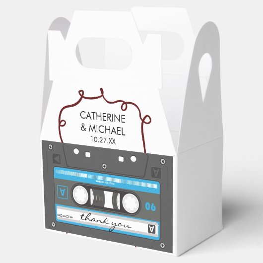 Cassettebandje Retro 70's Muzikale Bruiloft Bedankdoosjes (Geopend)